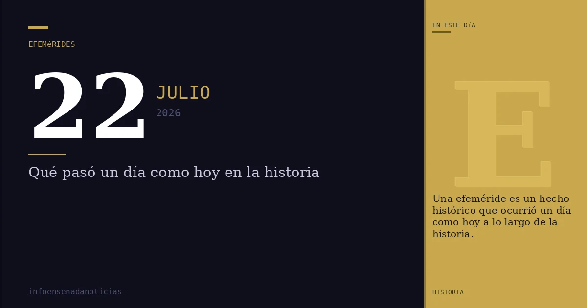 Efemérides del 22 de julio de 2026: ¿Qué se conmemora?