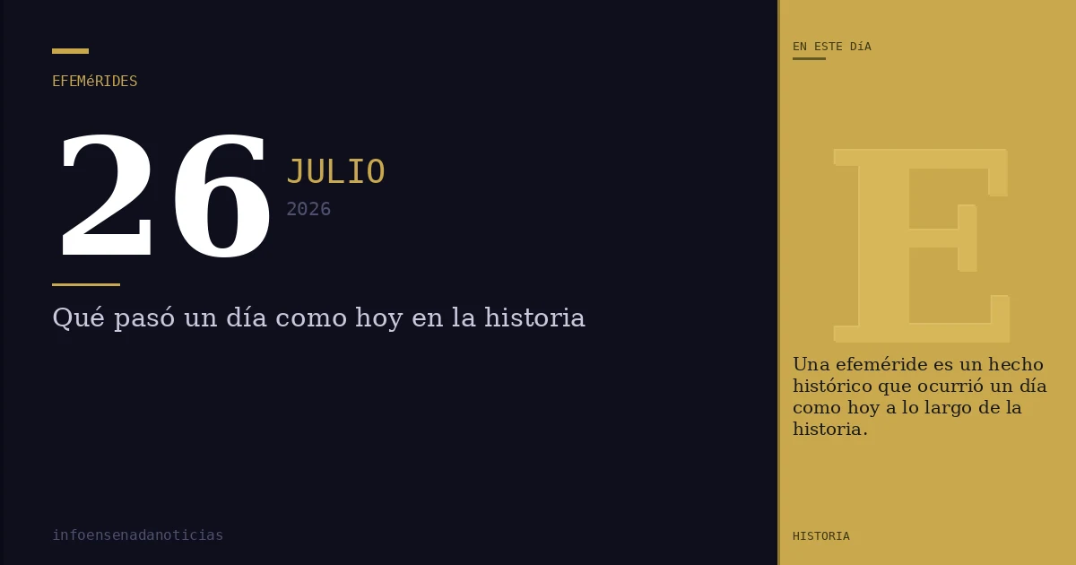 Efemérides del 26 de julio de 2026: ¿Qué se conmemora?