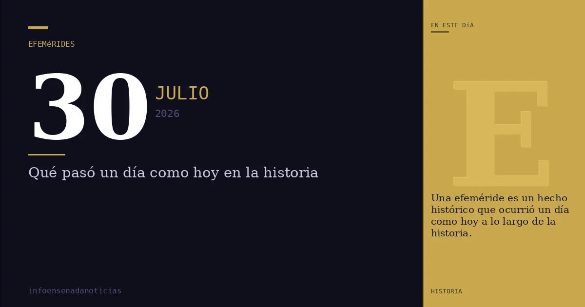 Efemérides del 30 de julio de 2026: ¿Qué se conmemora?