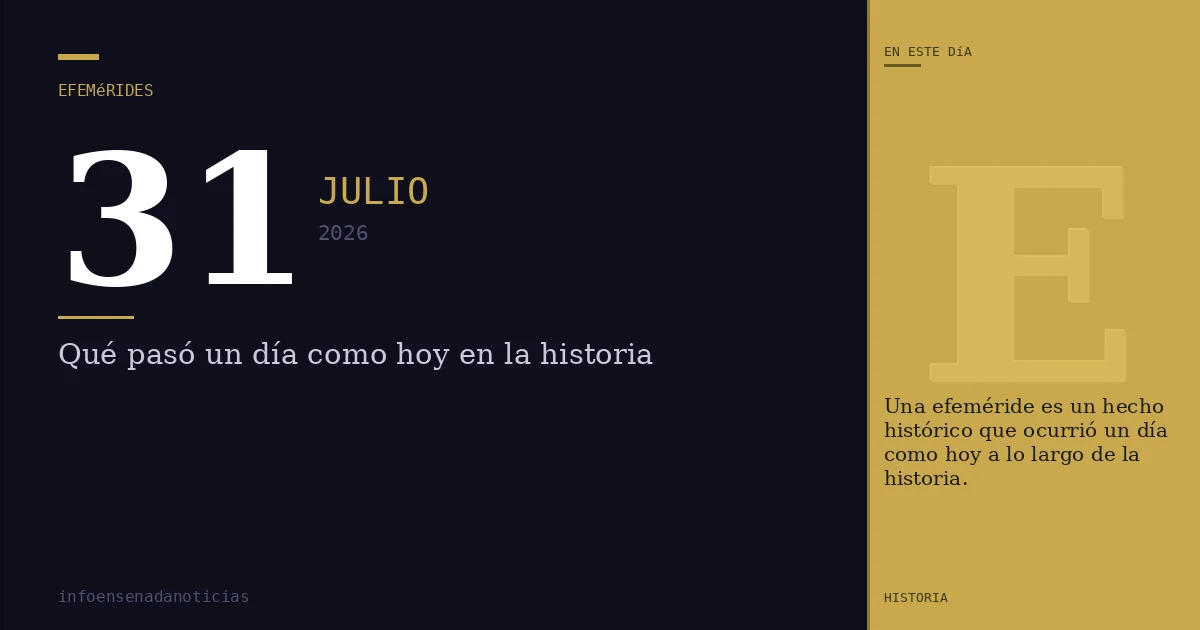 Efemérides del 31 de julio de 2026: ¿Qué se conmemora?